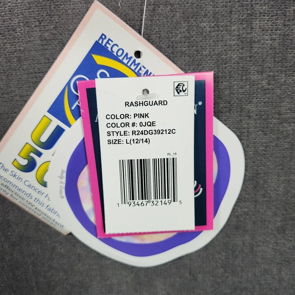 Andy &‎ Evan Girl's Rashguard Top Size L (12-14) NEW UPF 50+ Pink Swirl Tie Dye